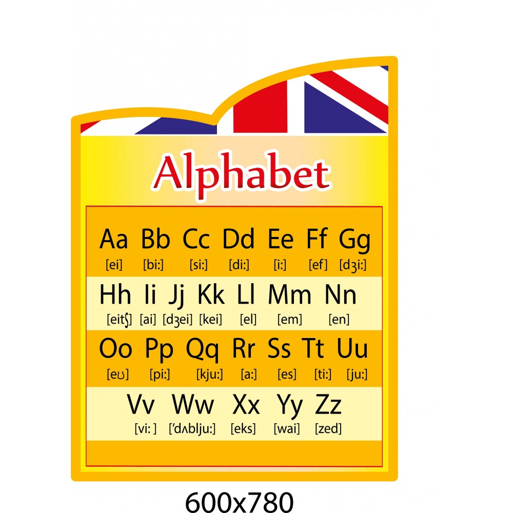 Стенд Алфавит английского языка (желтый фон)